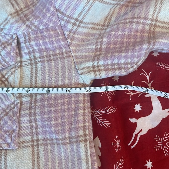 Aeropostale pink cream plaid cropped flannel jacket with hood, medium - Picture 9 of 12
